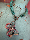 Crystal Butterfly Turquoise Necklace