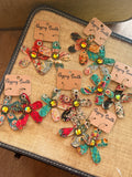 Teal Berry Bloom Kantha Earrings by Gypsy South