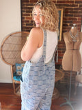 Vintage Washed Checker Denim Overalls