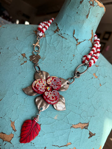 🌺 Art by Amy Poinsettia Bloom Necklace