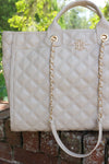 Caroline Hill Melissa Tote Bag Nude Quilted DQ