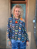 Midnight Flutter Oversized Tee — Charcoal