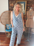 Vintage Washed Checker Denim Overalls