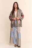 Tiger Embroidered Leopard Kimono Jacket: Beige Multi / S-M-L(2-2-2)