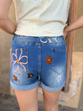 Flower Market Denim Shorts