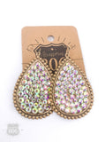 806 Teardrop Earring with Rhinestones: Silver/Red