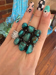 Turquoise 9 Stone Tibetan Ring