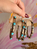 Boho Glow Hammered Hoops - AB or Turq