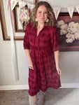 Wine Dotted Maxi Dress