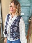 Midnight Bloom Embroidered Gauze Vest