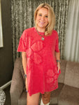 Boho Red Daisy Tee Dress