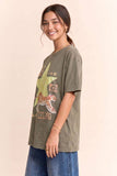 Chase The Feeling Leopard Graphic Tee: Charcoal / S-M-L(2-2-2)