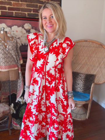 Seeing Red Flowy Dress