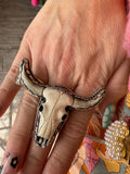 Tibetan Carved Bone Steer Ring