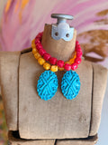 Turquoise Timber Statement Necklace - Yellow or Pink