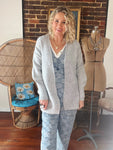 Wool Blend Open Front Cardigan - Grey