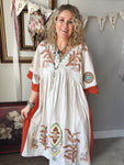 Taupe/Rust Embroidered Dress