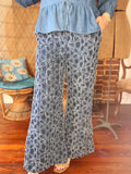 Hippie Daisy Chenille Flower Palazzo Pants