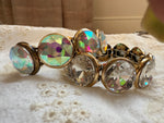 Chunky Round Crystal Stretch Bracelet - Gold or Silver/Clear or AB