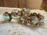 Chunky Round Crystal Stretch Bracelet - Gold or Silver/Clear or AB