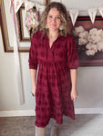 Wine Dotted Maxi Dress
