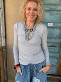 Silver Lining Lace Ribbed Top