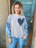 Sweetheart Denim Patch Sweater