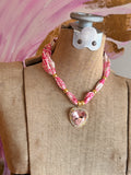 Pretty in Pink Bandana Heart Necklace by Gypsy South