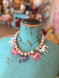 Wild Horse Necklace - Beige/white pink grey
