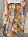 Golden Hour Plaid Midi Skirt