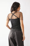 Black Embellished Pearl/Crystal Tee
