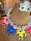 Wild Horse Bubble Necklace by Jennifer Thames Originals -Iridescent/5 horses