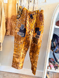 Mustard Patchwork Pants with Pockets by I Love Linen