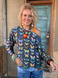Midnight Flutter Oversized Tee — Charcoal