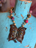 Rustic Romance Leather Butterfly Necklace