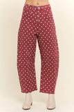 High-Waist Polka Dot Barrel Pants: Black / S-M-L(2-2-2)