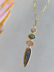 Jennifer Thames Labradorite & Rose Quartz Pendant Necklace