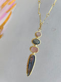 Jennifer Thames Labradorite & Rose Quartz Pendant Necklace