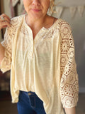 Cream Crochet Sleeve Top