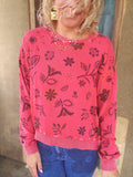 Crimson Bloom Pullover