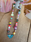 Funky Luxe Necklace by SBC - Lt. Blue/Magenta Dice