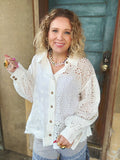 Whisper Eyelet Lace Button-Down Blouse