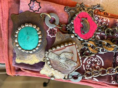 “Honky Tonk Buckle Necklace” – Art by Amy Belt Buckle Statement Chain