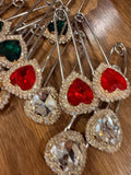 Big Sparkly Heart Safety Pin by Jaded Gypsy