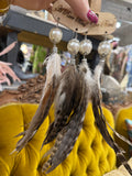 A Rare Bird Pearl Feather Earrings