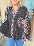 Black Boho Bloom Sweater Shacket