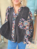 Black Boho Bloom Sweater Shacket