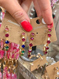 Rainbow Luxe Crystal Hoops