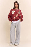 Vintage Holiday Graphic Washed Sweatshirt: Olive / S-M-L(2-2-2)