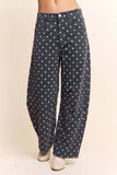 High-Waist Polka Dot Barrel Pants: Black / S-M-L(2-2-2)